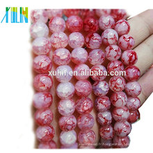 cristal quartz 10mm rouge rond imitation jade crépitement bijoux perles